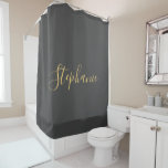 Name Monogram Gold Grey Grey Classy Elegant Custom Shower Curtain<br><div class="desc">Designed with text template for monogrammed name which you can edit,  in elegant grey background!</div>