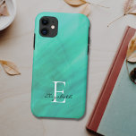 Name Monogram Green Case-Mate iPhone Case<br><div class="desc">This stylish iPhone case is decorated with a watercolor wash design in shades of green.
Easily customisable with your name,  and monogram.
Use the Customise Further option to change the text size,  style,  or colour if you wish.</div>