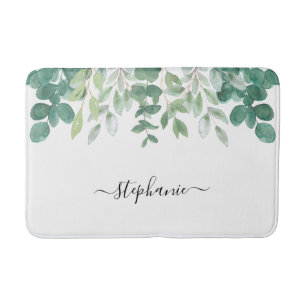 Name Monogram Greenery Bath Mat