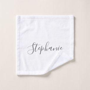 Name Monogram Grey White Elegant Custom Color Wash Cloth
