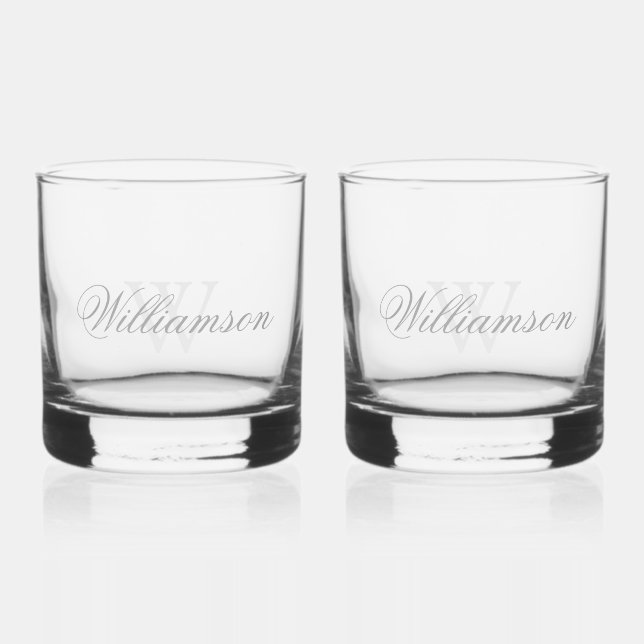 Name & Monogram in Greys Whiskey Glass (Front)
