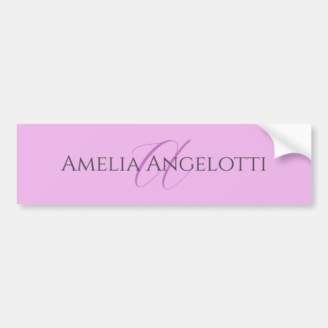 Name Monogram Initial Letter Orchid & Lilac Bumper Sticker (Front)
