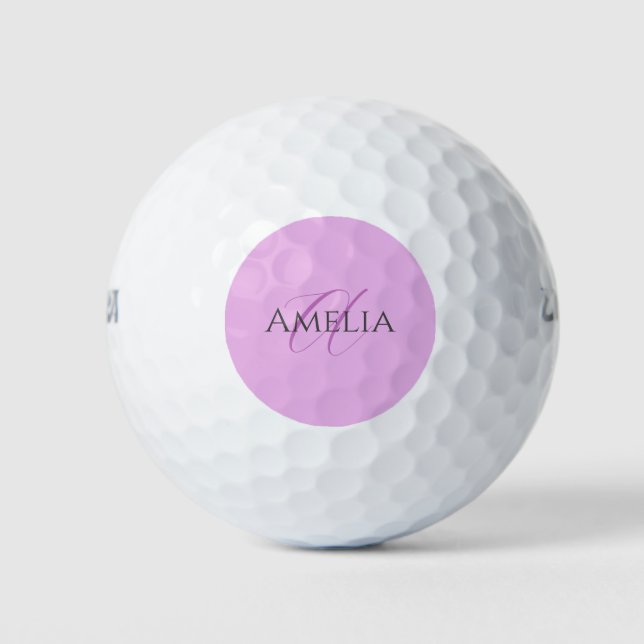 Name Monogram Initial Letter Orchid & Lilac Golf Balls (Front)