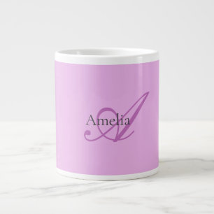 Name Monogram Initial Letter Orchid & Lilac Large Coffee Mug