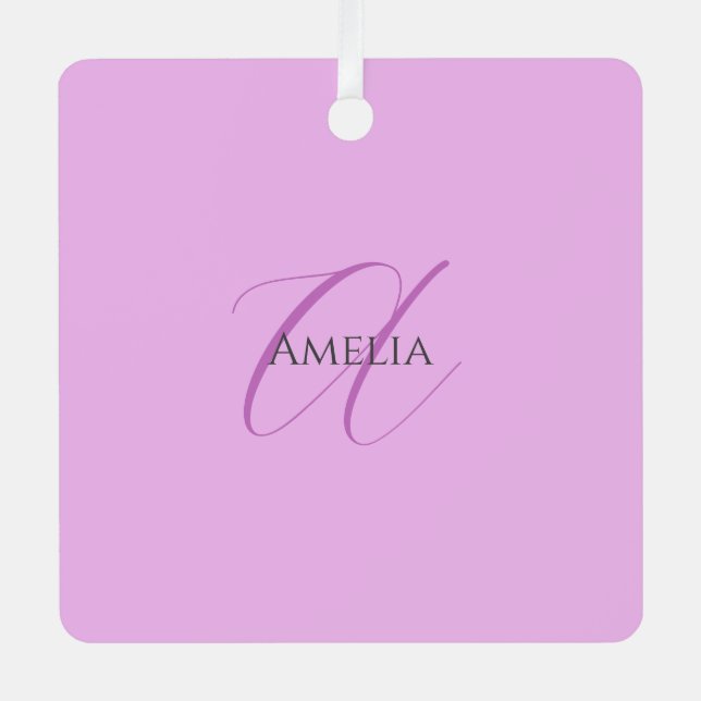 Name Monogram Initial Letter Orchid & Lilac Metal Tree Decoration (Front)
