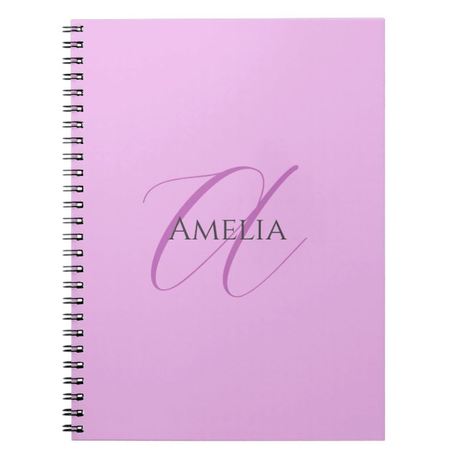 Name Monogram Initial Letter Orchid & Lilac Notebook (Front)
