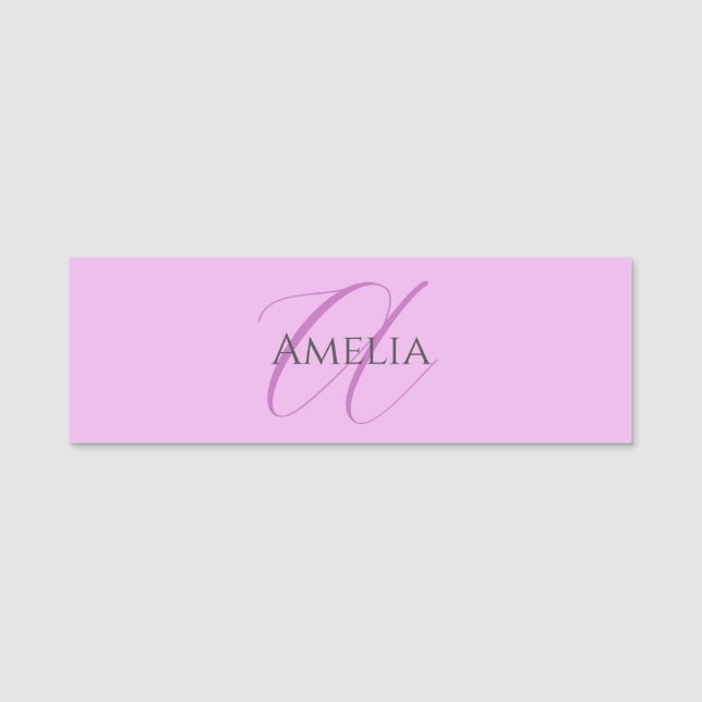 Name Monogram Initial Letter Orchid & Lilac Tag (Front)