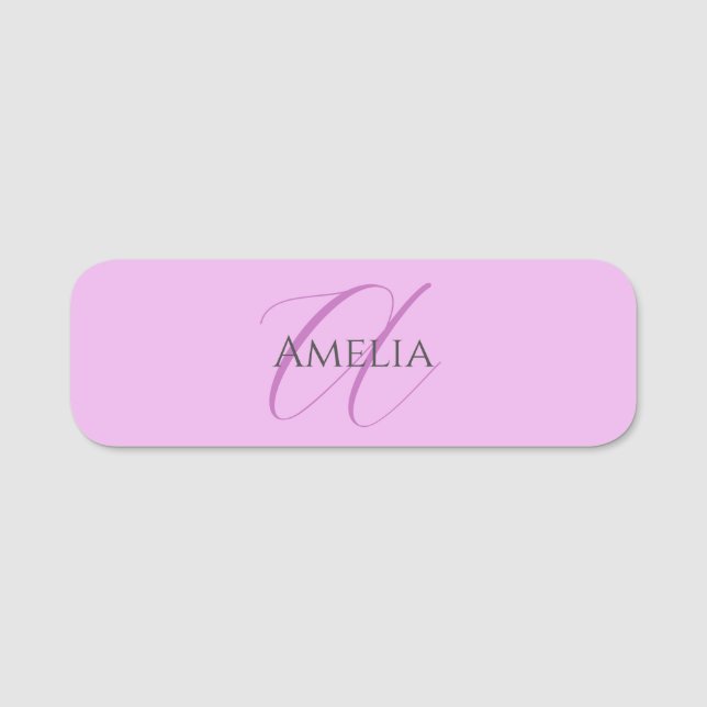 Name Monogram Initial Letter Orchid & Lilac Tag (Front)