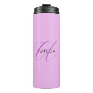 Name Monogram Initial Letter Orchid & Lilac Thermal Tumbler