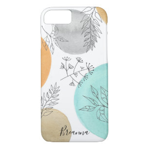 Name Monogram Line Drawing Leaf Pattern Case-Mate iPhone Case