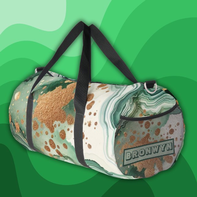 Name Monogram Modern Gold &Green Geode | Duffle Bag (Creator Uploaded)