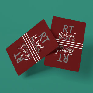 Name Monogram on dark red Playing Cards