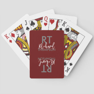 Name Monogram on dark-red  Playing Cards