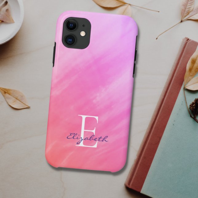 Name Monogram Pink Case-Mate iPhone Case (Creator Uploaded)