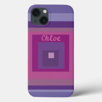 Name Monogram Pink Purple Squares Lines Lavender 