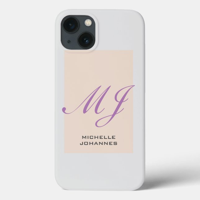 Name Monogram Plain Modern Minimalist Case-Mate iPhone Case (Back)