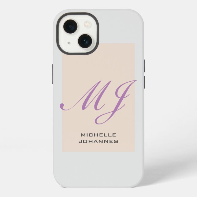 Name Monogram Plain Modern Minimalist iPhone Case (Back)