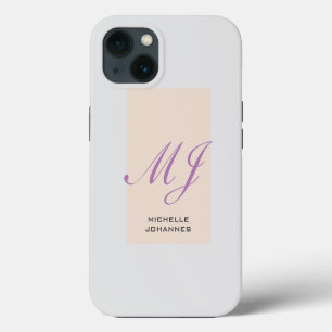 Name Monogram Plain Modern Minimalist iPhone 13 Case