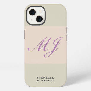 Name Monogram Plain Modern Minimalist iPhone 13 Case
