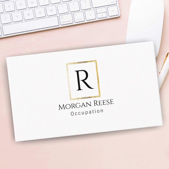 Name & Monogram, QR code, Gold Design Business Card (Creator Uploaded)