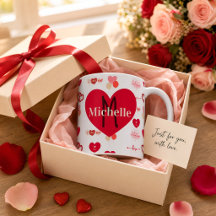Name Monogram Red Heart Love Personalised Gift