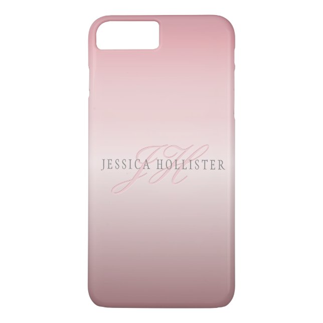 Name & Monogram | Soft FAUX Rose Gold Blush Case-Mate iPhone Case (Back)