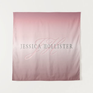 Name & Monogram Soft FAUX Rose Gold Blush Tapestry