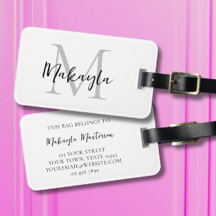Name Monogram Stylish Script  Luggage Tag