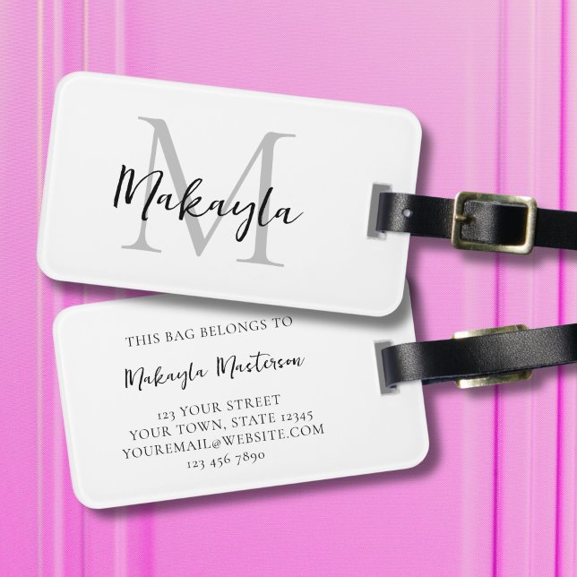 Name Monogram Stylish Script  Luggage Tag (Creator Uploaded)