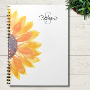 Name Monogram Sunflower Notebook