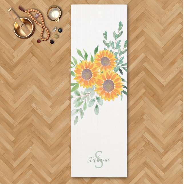 Name Monogram Sunflower Yoga Mat (Creator Uploaded)