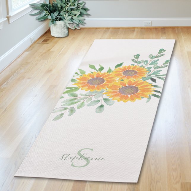 Name Monogram Sunflower Yoga Mat (Creator Uploaded)