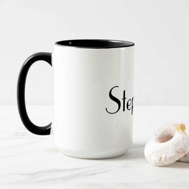 Name Monogram Template Black White Cool Gift Mug (With Donut)