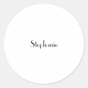 Name Monogram Template Black White Custom Cute Classic Round Sticker