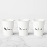 Name Monogram Template Black White Cute Custom Paper Cups<br><div class="desc">Designed with text template for monogram name and elegant two tone background in black and white,  this is great for occasions like weddings,  bridal shower,  birthdays,  anniversary,  Christmas,  holidays etc. You may change the background colour as you wish.</div>