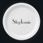Name Monogram Template Black White Cute Custom Paper Plate<br><div class="desc">Designed with text template for monogram name and elegant two tone background in black and white,  this is great for occasions like weddings,  bridal shower,  birthdays,  anniversary,  Christmas,  holidays etc. You may change the background colour as you wish.</div>