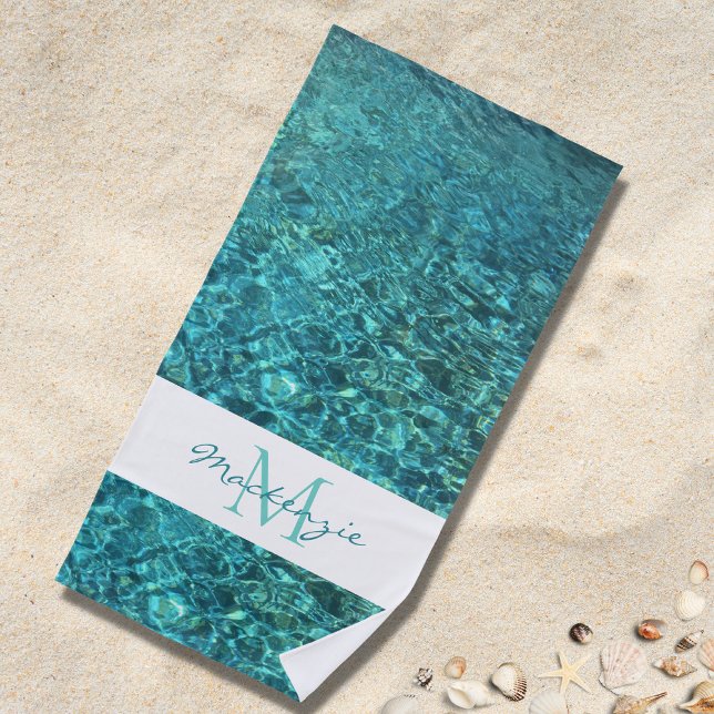 Name Monogram Water Beach Towel (Creator Uploaded)
