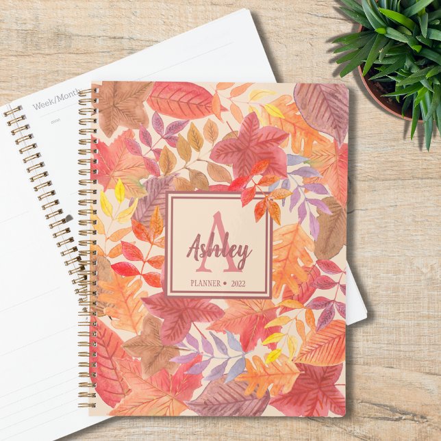 Name Monogram Watercolor Leaves 2022 Planner (Creator Uploaded)