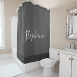 Name Monogram White Grey Classy Elegant Custom  Shower Curtain<br><div class="desc">Designed with text template for monogrammed name which you can edit,  in elegant grey background!</div>