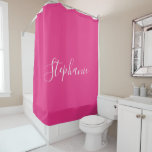 Name Monogram White Pink Custom Girly Colourful Shower Curtain<br><div class="desc">Designed with text template for monogrammed name which you can edit,  in pink white colours. You may change the colours as you wish.</div>