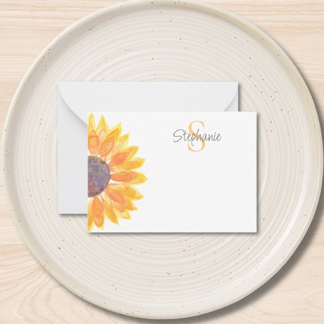 Name Monogram Yellow Sunflower  Card (Creator Uploaded)