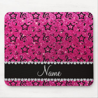 Name neon hot pink glitter music notes stars mouse pad