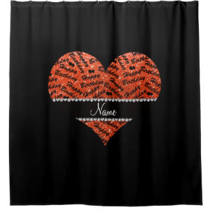 Name neon orange glitter happy birthday balloons shower curtain