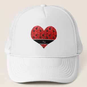 Name neon red glitter guitars music notes trucker hat