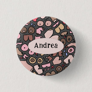 Name neutral breast pattern 3 cm round badge