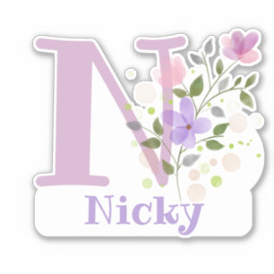 Name Nicky & Initial with Floral Design