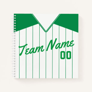 Name & Number Baseball Softball Green Jersey   Notebook