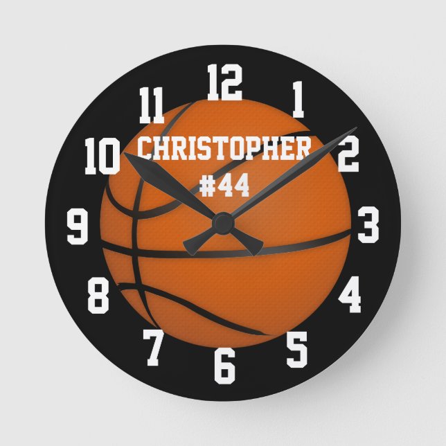 Name Number Basketball Round Clock (Front)