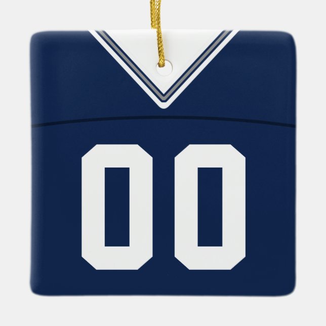 Name & Number Football Lacrosse Jersey Template Ceramic Tree Decoration (Front)