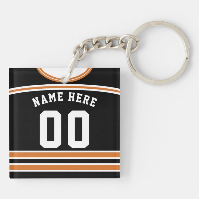 Name & Number Hockey Jersey Keyring, Lacrosse Key Ring (Back)
